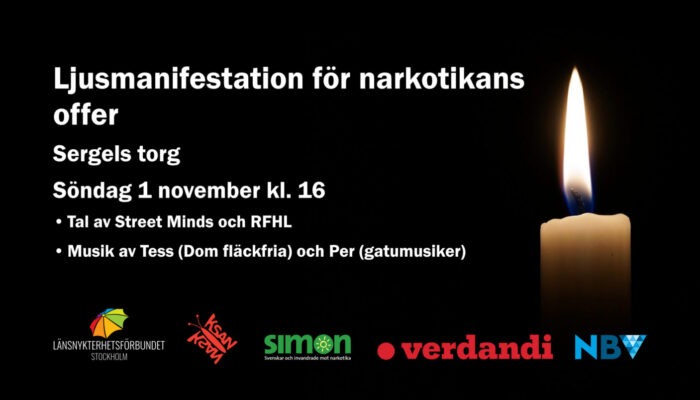 Ljusmanifestation för narkotikans offer 1 nov kl. 16
